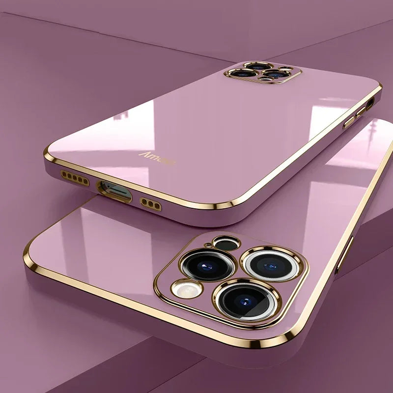 Luxury Plating Solid Color Silicone Soft Case For IPhone