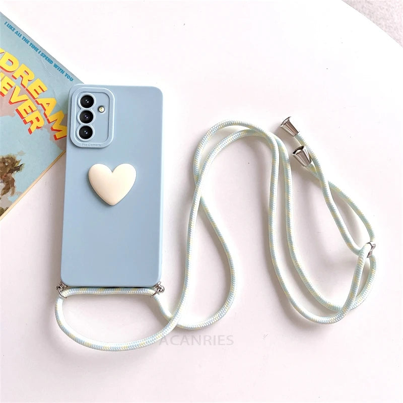 Crossbody Lanyard Love Heart Case For Samsung Galaxy