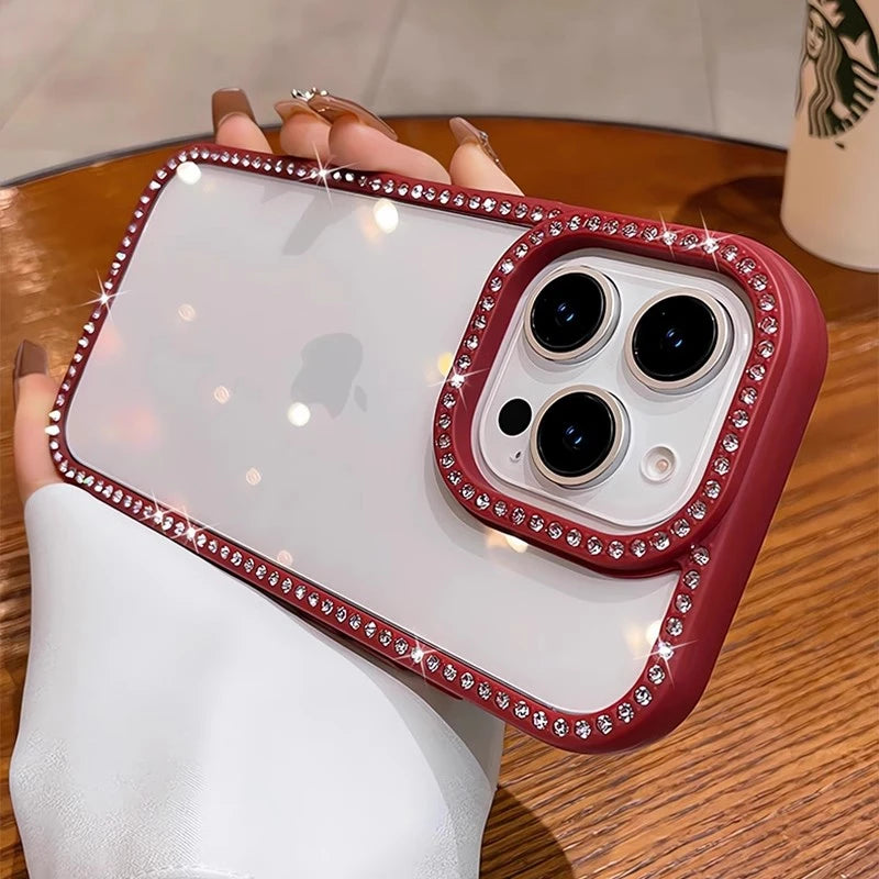 Luxury Bling Rhinestone Diamond Transparent Case For iPhone