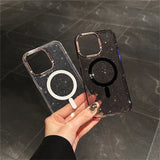 Luxury Magnetic Glitter Transparent Frame Phone Case For iPhone