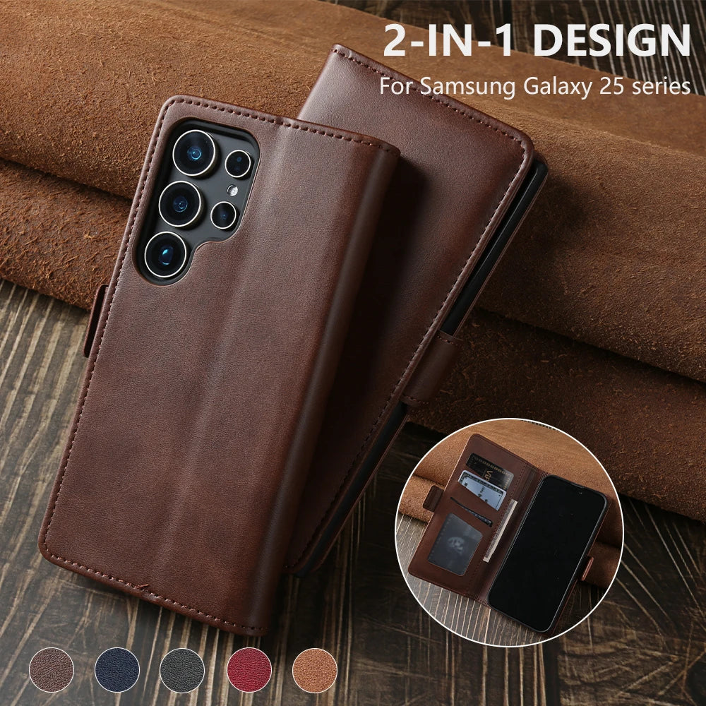 Funda Wallet Card Slot Luxury Leather Case For Samsung