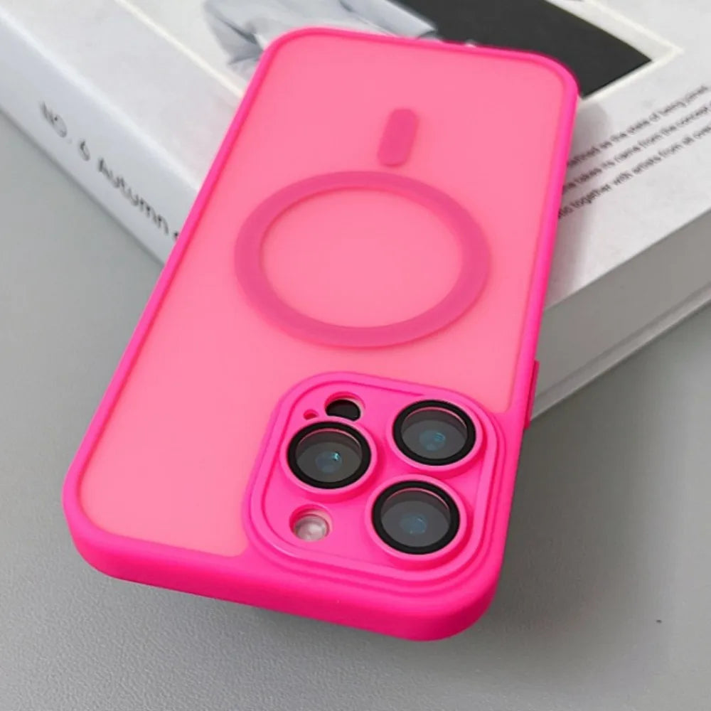 Magnetic Luxury Matte Translucent Armor Shockproof Case For iPhone