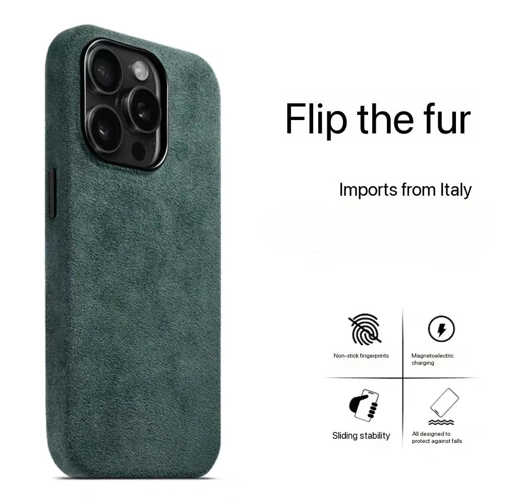 Italian Flip Fur Leather Magnetic Case for iPhone