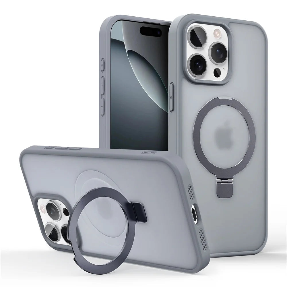Shockproof Magnetic Kickstand Matte Case For iPhone