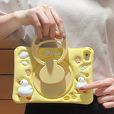 Cartoon Horse Silicone swivel bracket Case For iPad