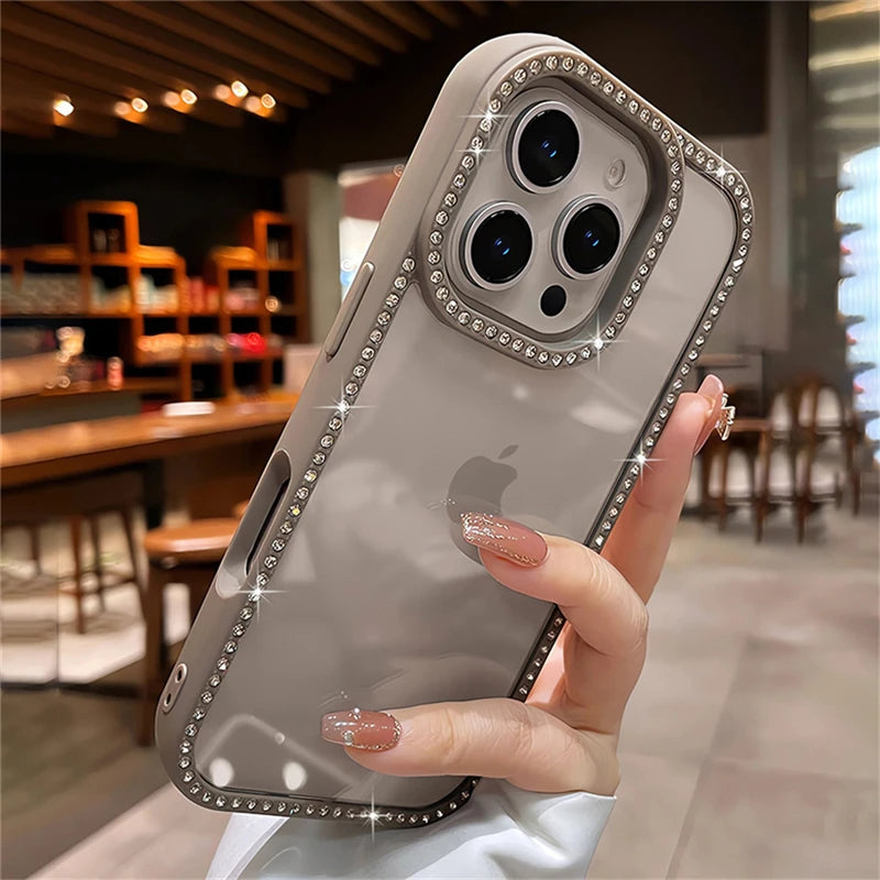 Luxury Bling Rhinestone Diamond Transparent Case For iPhone