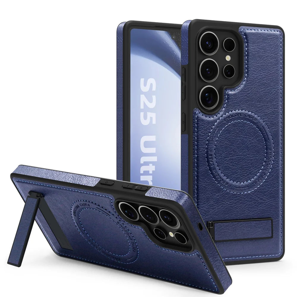 Stand Leather Bracket Magsafe Case for Samsung