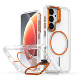 Magnetic Camera bracket Holder Clear Case For Samsung Galaxy