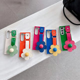 Flowers Leather Wristband Phone Case For Samsung Galaxy