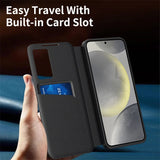 Leather Flip Smart Display Transparent Window Case For Samsung