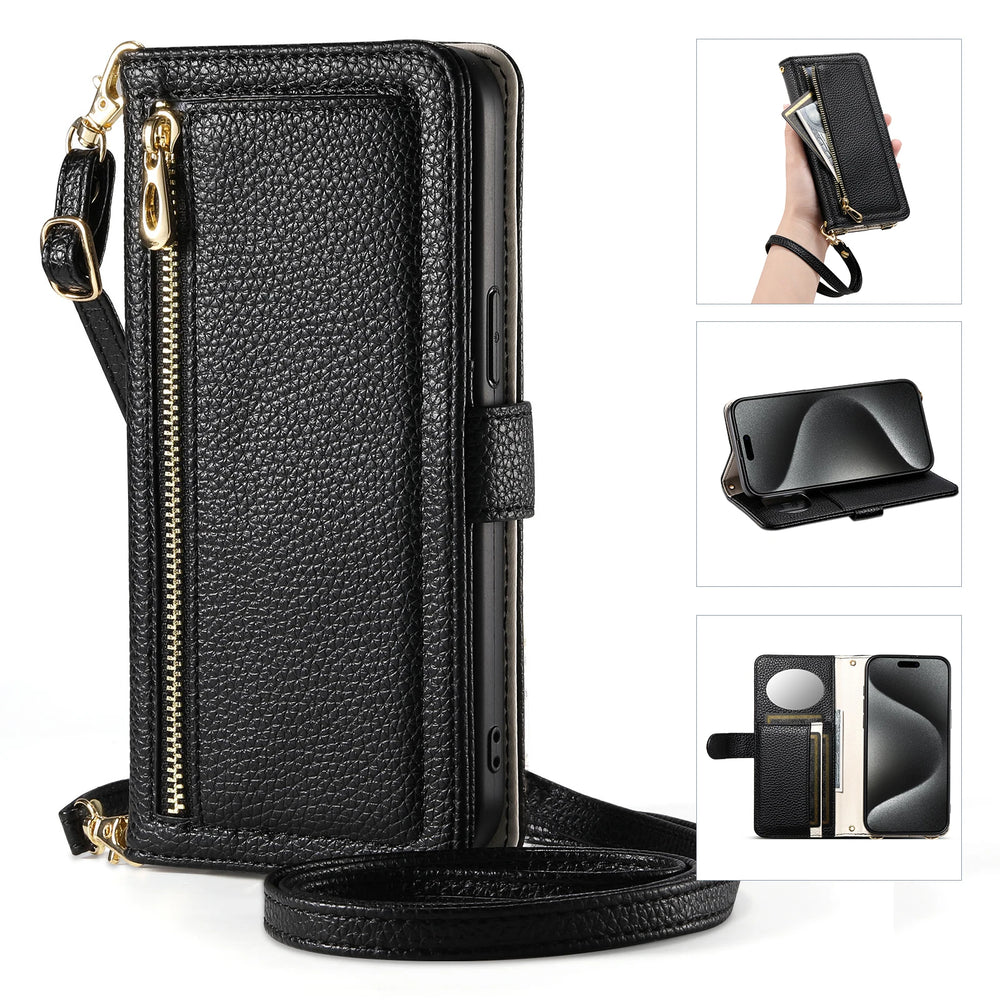 Crossbody Zipper Card Solt Wallet Leather Case For Samsung