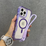 Luxury Neon Clear Magsafe Wrist Strap Lanyard Case for iPhone
