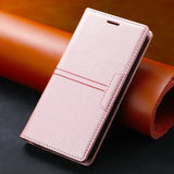 Wallet Skin Feel Card Slot Magnetic Flip Leather Case For Samsung