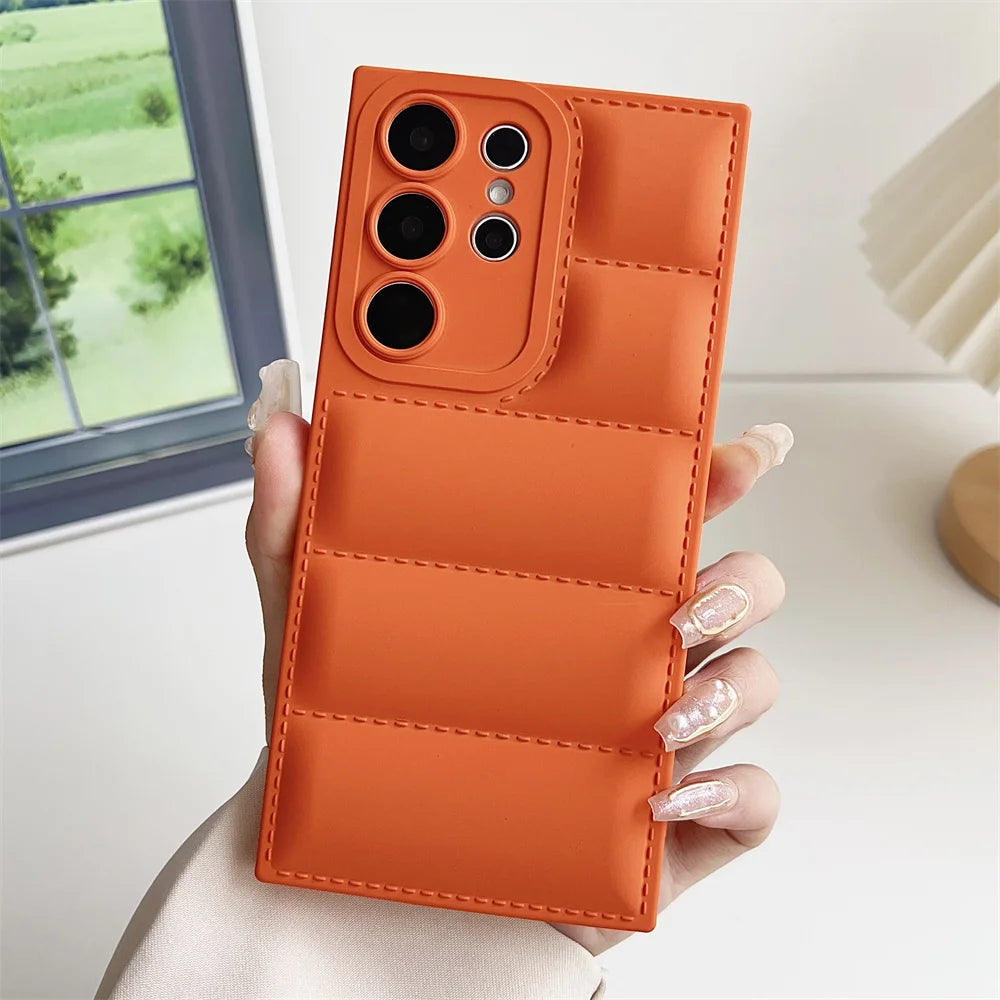 Candy Color Soft Down Jacket Case For Samsung Galaxy