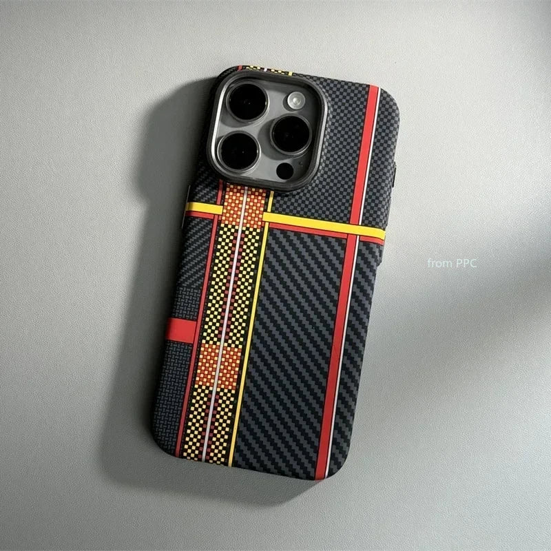Carbon Fiber Abstract Geometric MagSafe Case For iPhone