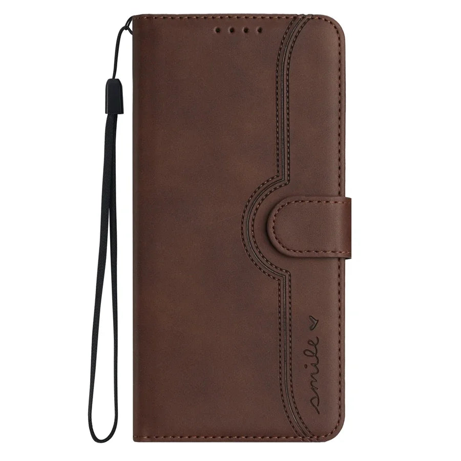 Wallet Kickstand Smile Flip Leather Case For iPhone