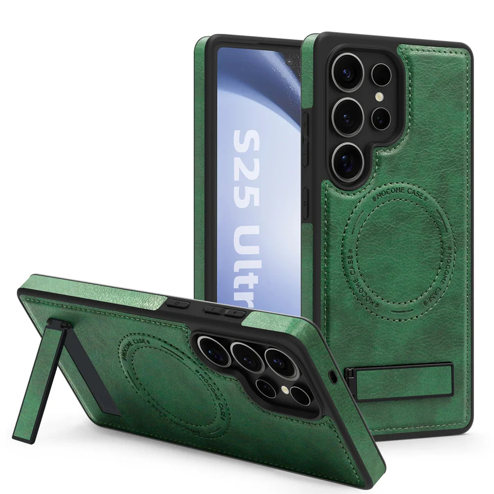 Stand Leather Bracket Magsafe Case for Samsung