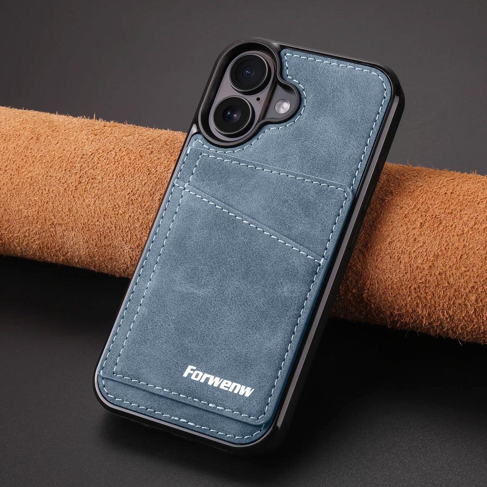 Business Flip Leather Built-in Magnetic Wallet Card Case for iPhone