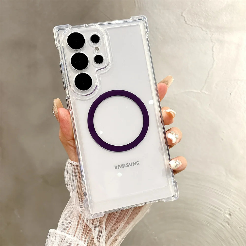 Transparent Armour Magnetic Case For Samsung