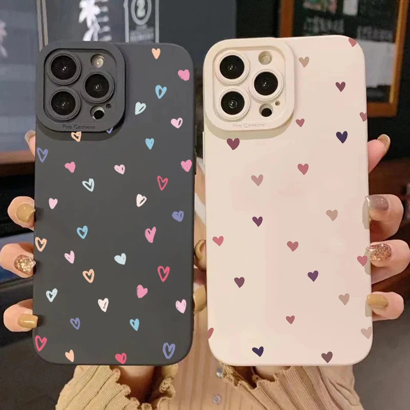 Colorful Small Love Heart Silicone Soft Phone Case For iPhone