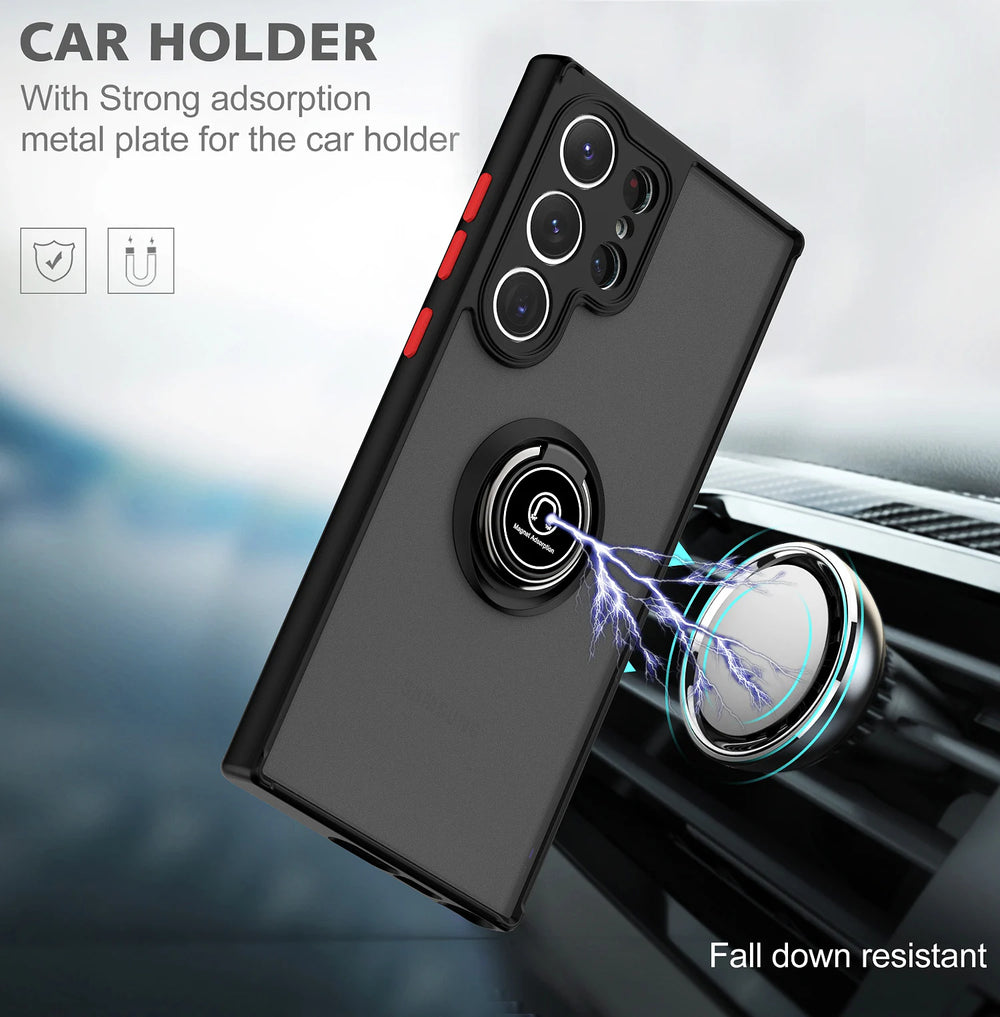 Car Magnetic Ring Bracket Silicone Cover Phone Case For Samsung Galaxy