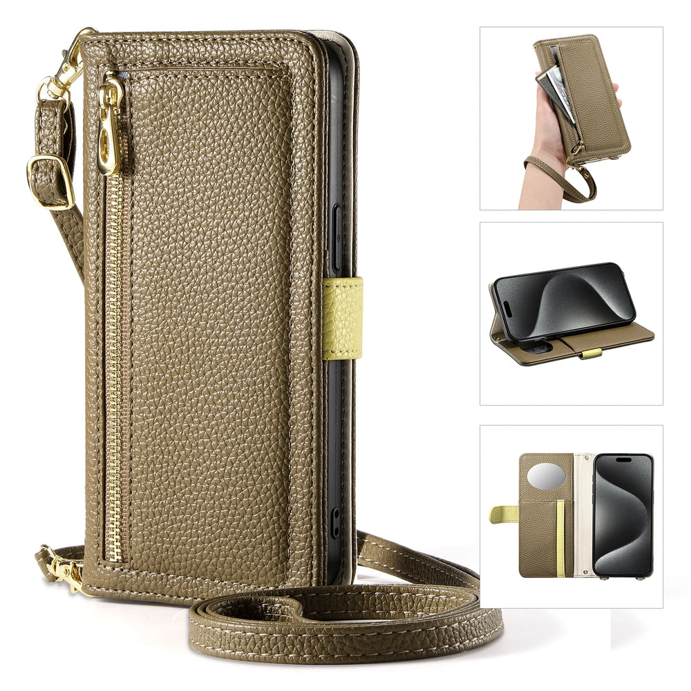 Crossbody Zipper Card Solt Wallet Leather Case For Samsung
