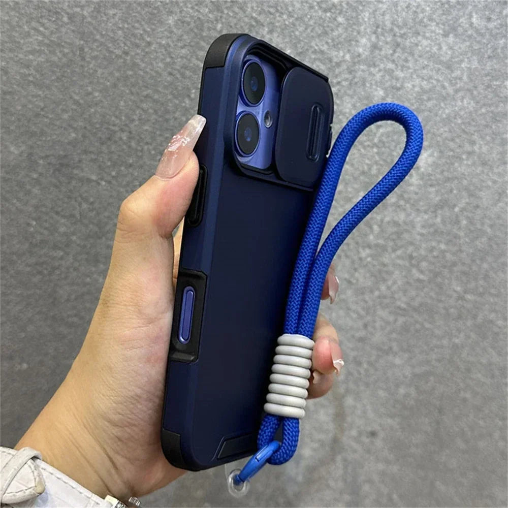 Armor Slide Window Protection Wrist Strap Cord Case for iPhone