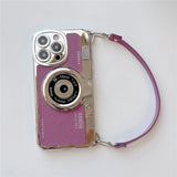 Luxury Retro Stereo Camera Hand with Lanyard Case For iPhone