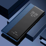 Leather Flip Clear Windows Protective Cover Phone Case For Galaxy