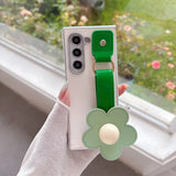 Flowers Leather Wristband Phone Case For Samsung Galaxy