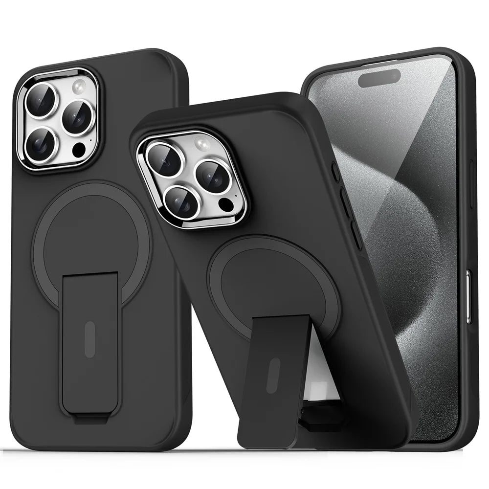 Folding Stand & Magnetic Matte Translucent Case For iPhone
