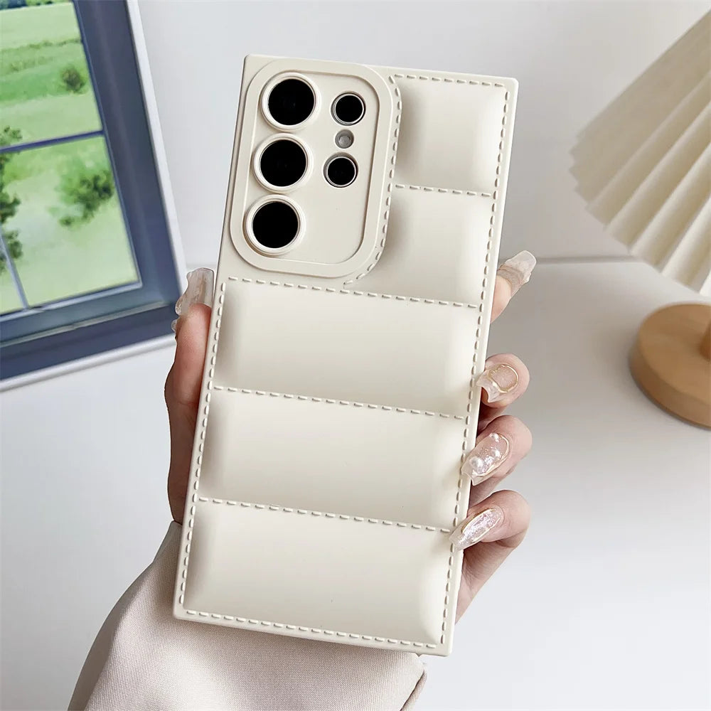 Candy Color Soft Down Jacket Case For Samsung Galaxy