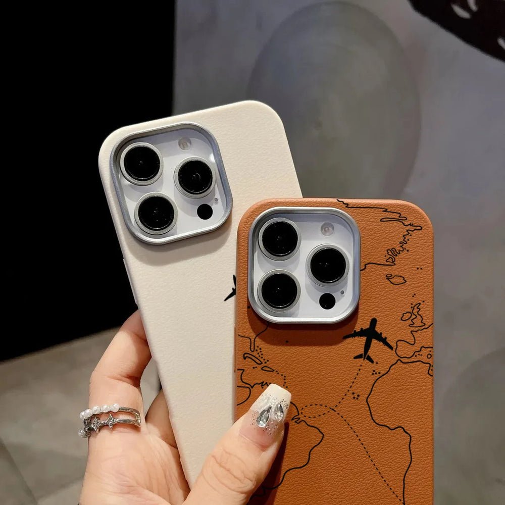 Airplane Lichee Design Leather Case For iPhone
