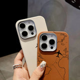 Airplane Lichee Design Leather Case For iPhone