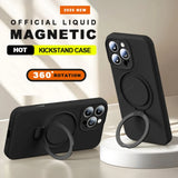 Liquid Silicone Magnetic Stand Phone Case For iPhone