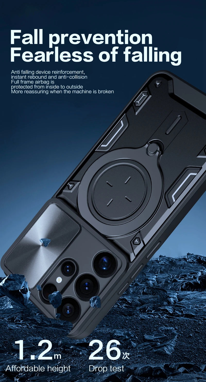 Magnetic Ring Holder Armor Shockproof Case For Samsung