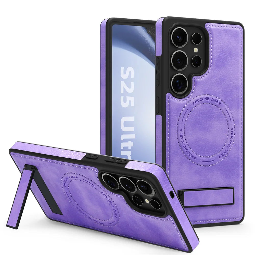 Stand Leather Bracket Magsafe Case for Samsung