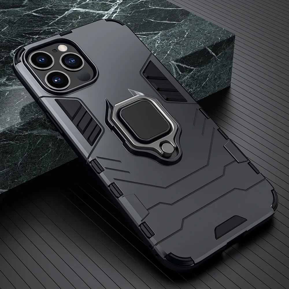 Magnetic Ring Stand Silicone Shockproof Case for iPhone