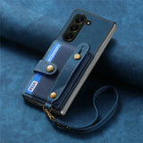 Wristband Lanyard Card Slot Leather Wallet Case for Samsung Z Fold
