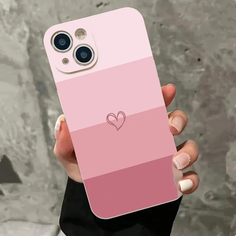 Colorful Love Heart Soft Silicone Phone Case for iPhone