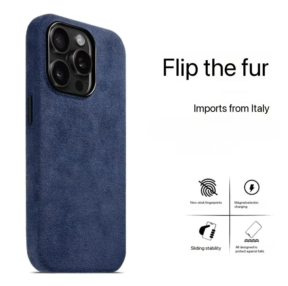 Italian Flip Fur Leather Magnetic Case for iPhone