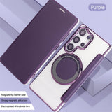 Flip Slot Card Leather Wallet Clear Magnetic Phone Case For Samsung
