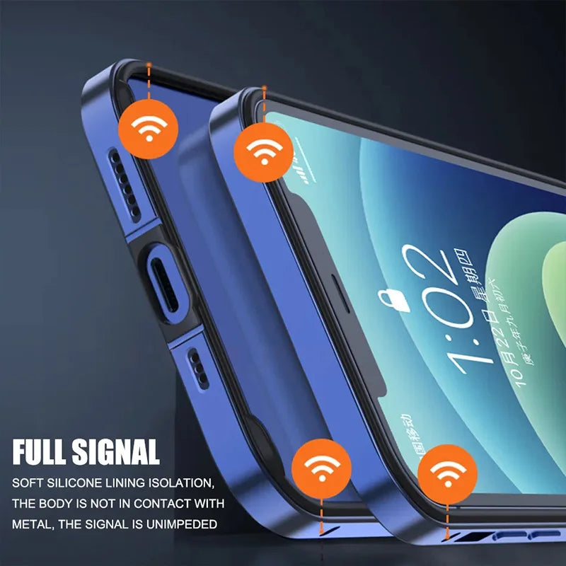 Hybrid Silicone Frame Aluminum Metal Phone Case For iPhone