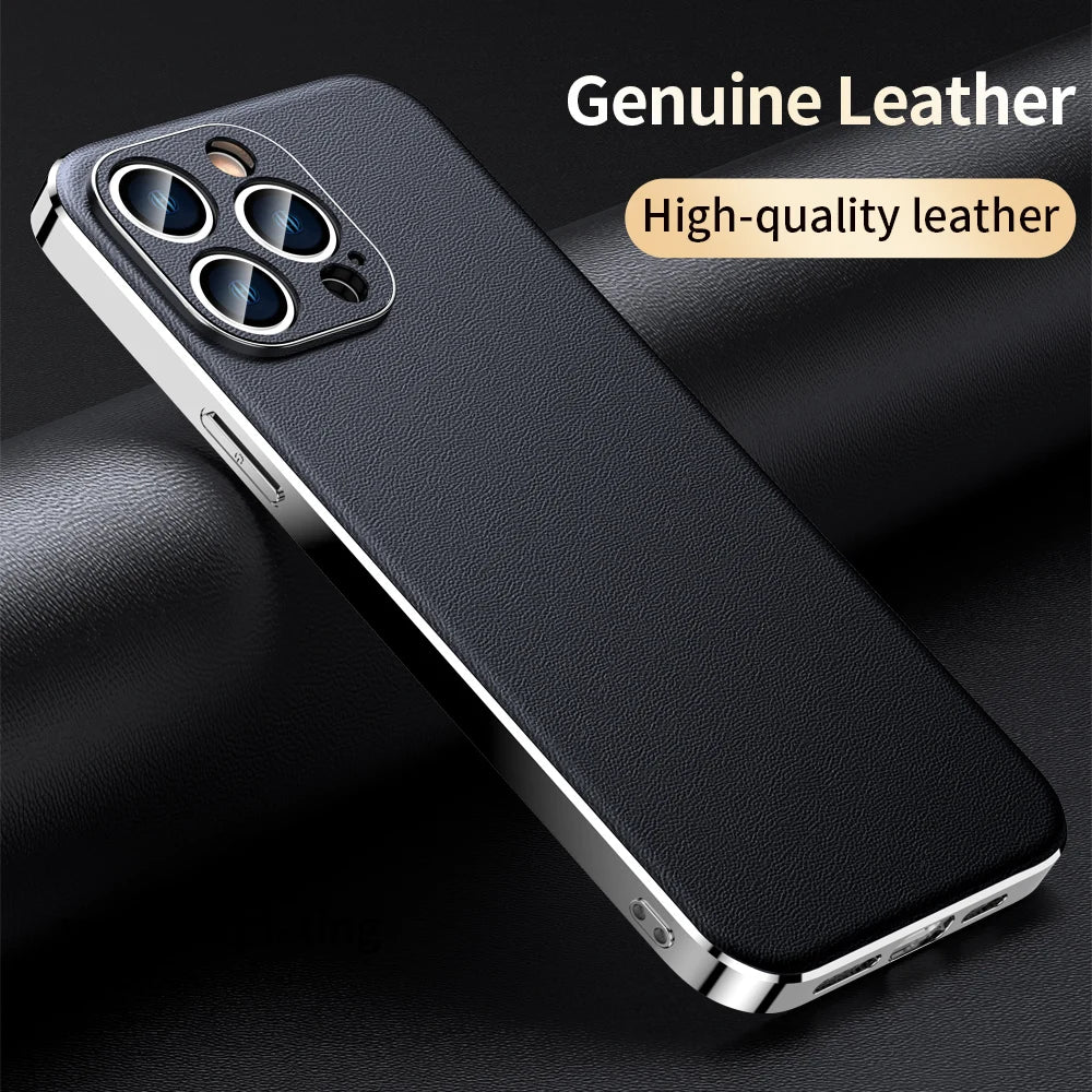 Genuine Cowhide Leather Phone Case for iPhone