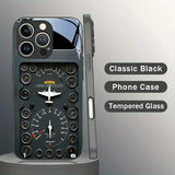 Retro Aviation Element Tempered Glass Phone Case For iPhone