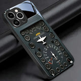 Retro Aviation Element Tempered Glass Phone Case For iPhone