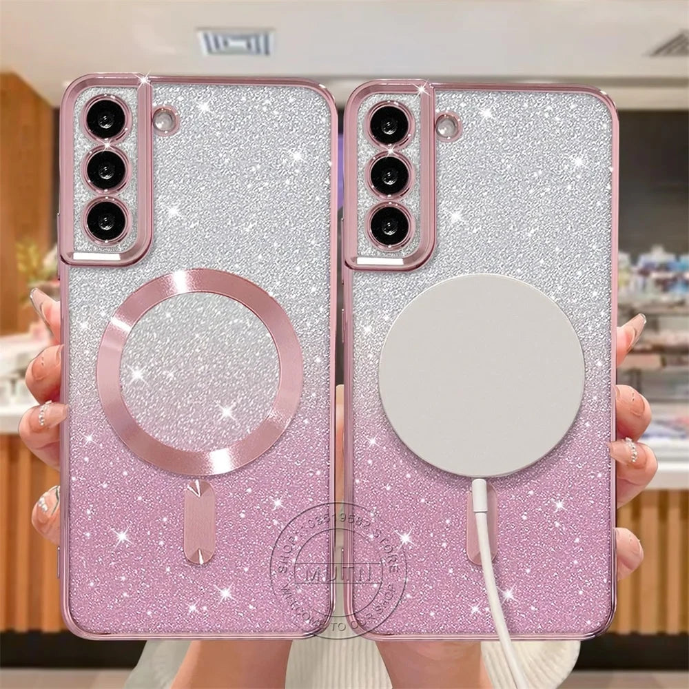 Plating Gradient Glitter Shockproof Phone Case For Samsung