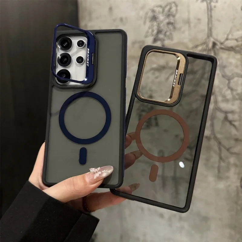 Metal Lens Protection Stand Magsafe Case For Samsung
