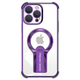 Luxury Transparent Armor Hidden Folding Stand Magnetic Case For iPhone