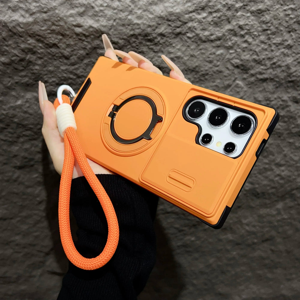 Armor Magnetic Bracket With Lanyard Case For Samsung